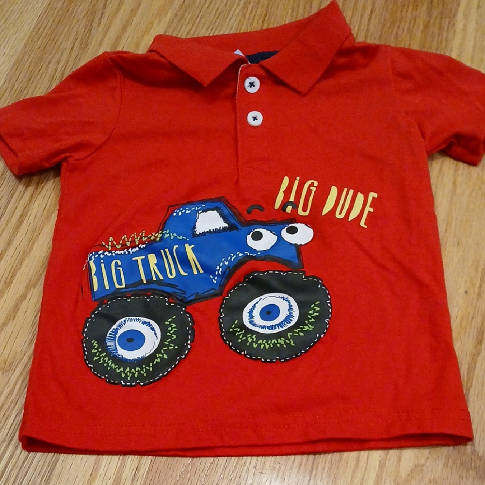 54️⃣$10 Big Dude Red Monster Truck Kids Polo